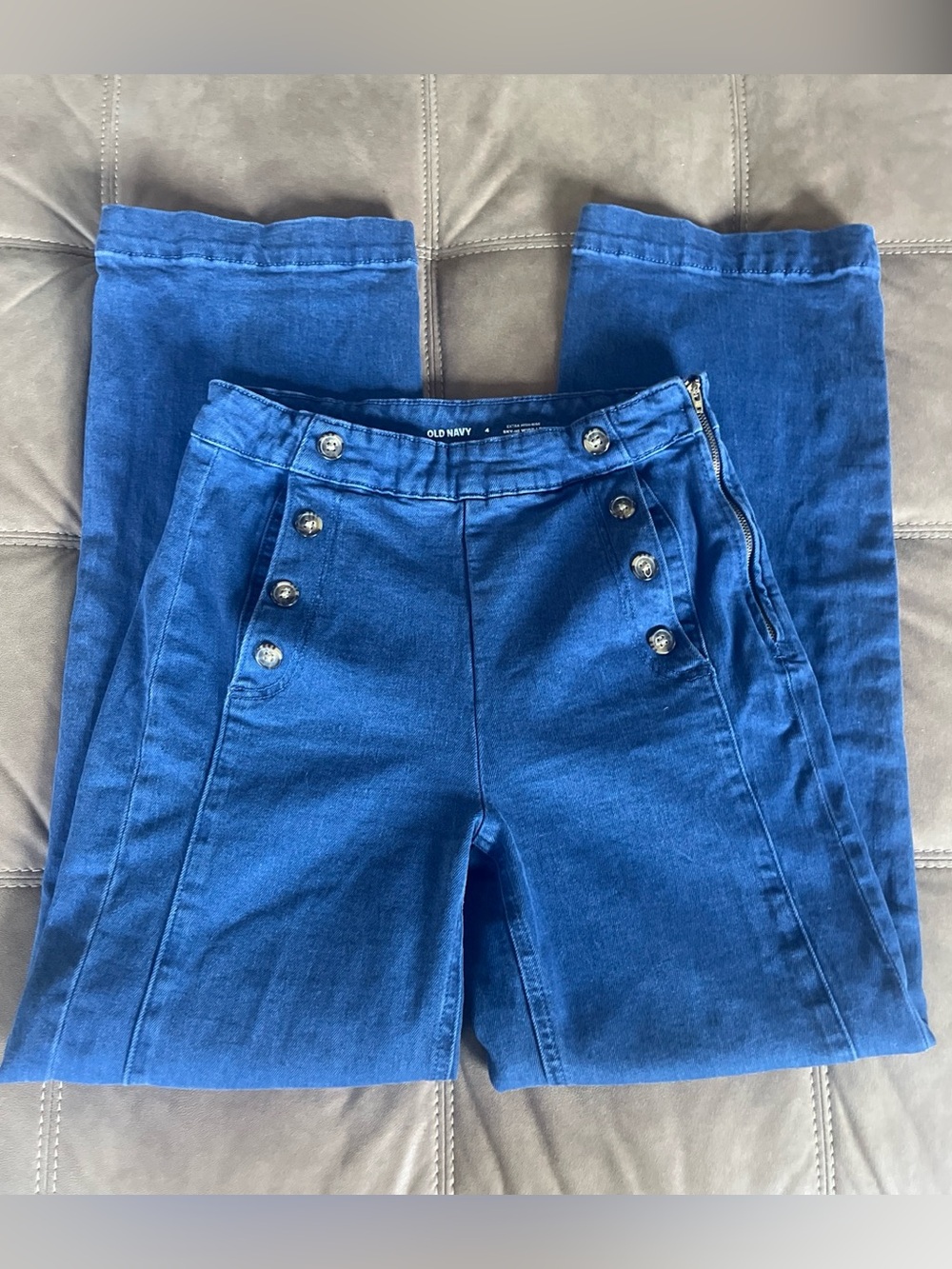 Old Navy Royal Blue Wide-Leg Sailor Button Jeans